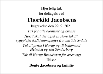 Taksigelsen for Thorkild Jacobsens - Sydals