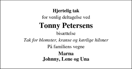 Taksigelsen for Tonny Petersens - Nordborg