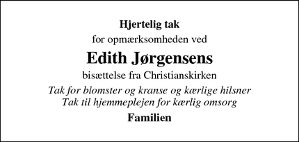Taksigelsen for Edith Jørgensen - Sønderborg