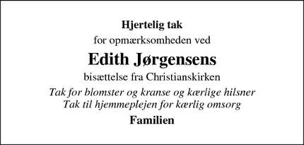 Taksigelsen for Edith Jørgensen - Sønderborg