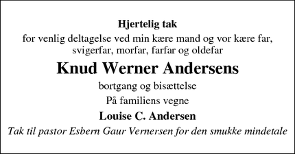 Taksigelsen for Knud Werner Andersen - Sønderborg