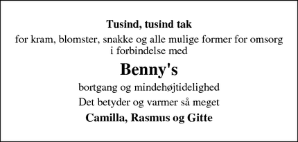 Taksigelsen for Benny' - Dianalund