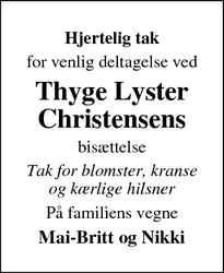 Taksigelsen for Thyge Lyster
Christensen - Munke Bjergby 