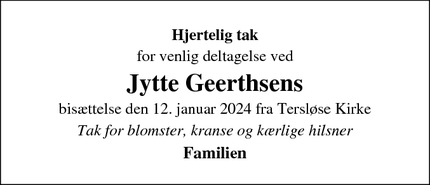 Taksigelsen for Jytte Geerthsen - Hellerup