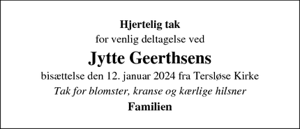 Taksigelsen for Jytte Geerthsen - Hellerup