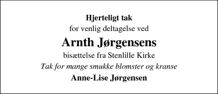 Taksigelsen for Arnth Jørgensen - Stenlille