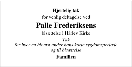 Taksigelsen for Palle Frederiksen - Hårlev