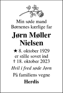 Dødsannoncen for Jørn Møller
Nielsen - Strøby4671