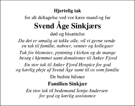 Taksigelsen for  Svend Åge Sinkjærs - Hee