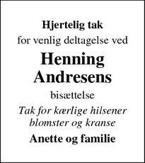 Taksigelsen for Henning Andresens - Vordingborg