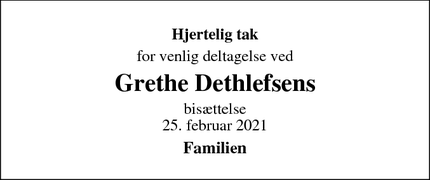 Taksigelsen for Grethe Dethlefsens - Vordingborg