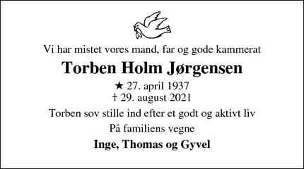 Dødsannoncen for Torben Holm Jørgensen - Vordingborg