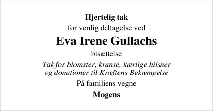 Taksigelsen for Eva Irene Gullachs - Præstø