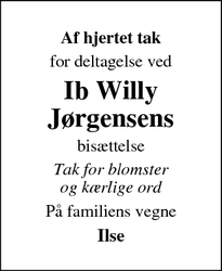 Taksigelsen for Ib Willy
Jørgensens - Vordingborg