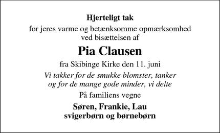 Taksigelsen for Pia Clausen - Præstø