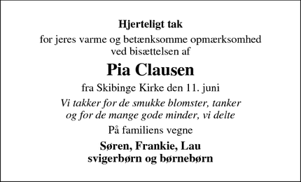 Taksigelsen for Pia Clausen - Præstø