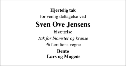 Taksigelsen for Sven Ove Jensens - Hjertebjerg