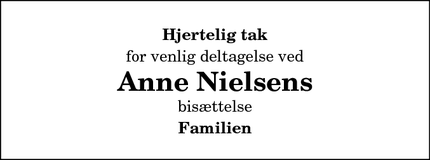 Taksigelsen for Anne Nielsens - Klitmøller