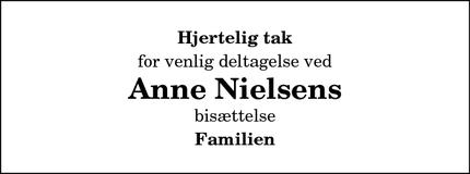 Taksigelsen for Anne Nielsens - Klitmøller