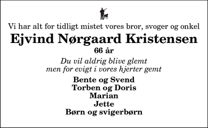 Dødsannoncen for Ejvind Nørgaard Kristensen - Sperring, 7700 Thisted