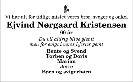 Dødsannoncen for Ejvind Nørgaard Kristensen - Sperring, 7700 Thisted