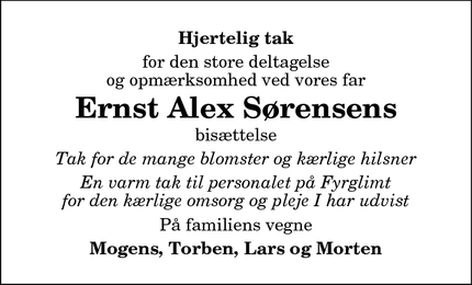 Taksigelsen for Ernst Alex Sørensen - BIRKERØD