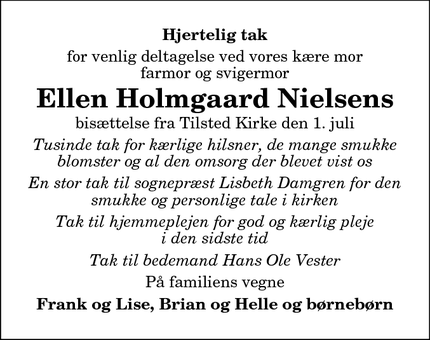 Taksigelsen for Ellen Holmgaard Nielsen - Thisted