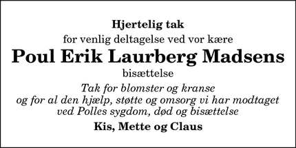 Taksigelsen for Poul Erik Laurberg Madsens - Hurup Thy