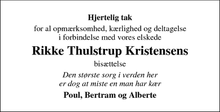 Taksigelsen for Rikke Thulstrup Kristensens - Ølholm