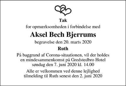 Taksigelsen for Aksel Bech Bjerrums - Ribe