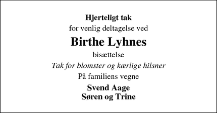 Taksigelsen for Birthe Lyhnes - Gredstedbro
