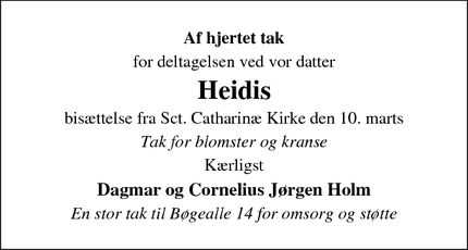 Taksigelsen for  Heidi - Vejen