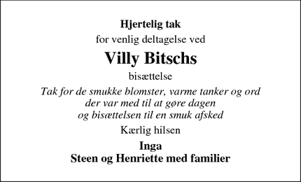 Taksigelsen for Villy Bitsch - Gredstedbro