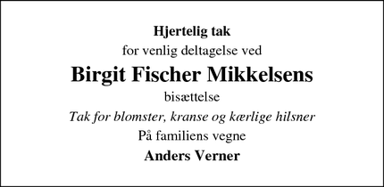 Taksigelsen for Birgit Fischer Mikkelsen - Gredstedbro