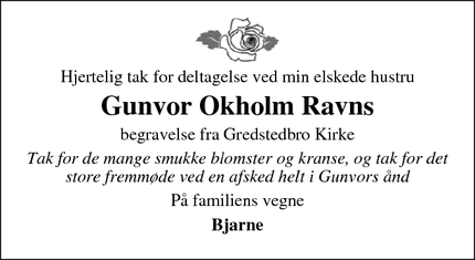 Taksigelsen for Gunvor Okholm Ravns - Gredstedbro
