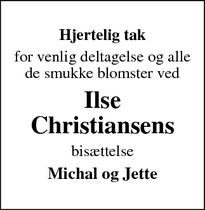 Taksigelsen for Ilse Christiansens - Lindelse 