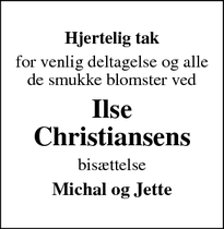 Taksigelsen for Ilse Christiansens - Lindelse 