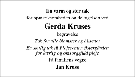 Taksigelsen for Gerda Kruse - Bramming