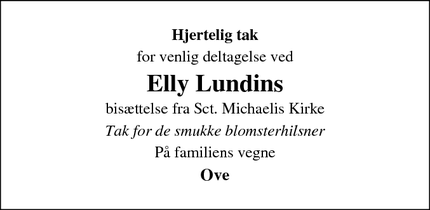 Taksigelsen for Elly Lundins - Fredericia