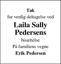 Taksigelsen for Laila Sally
Pedersens - Fredericia