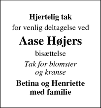 Taksigelsen for Aase Højers - Esbjerg