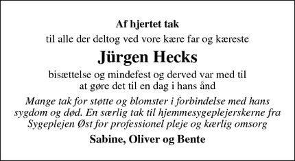 Taksigelsen for Jürgen Hecks  - Esbjerg