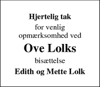 Taksigelsen for Ove Lolk - Esbjerg
