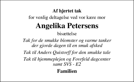 Taksigelsen for Angelika Petersen - Esbjerg N