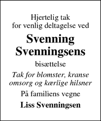 Taksigelsen for Svenning
Svenningsen - Esbjerg