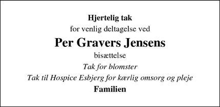 Taksigelsen for Per Gravers Jensen - Esbjerg
