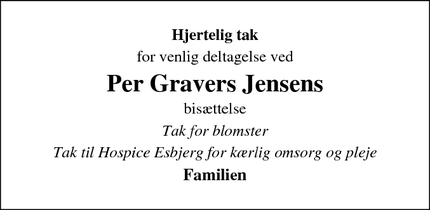 Taksigelsen for Per Gravers Jensen - Esbjerg