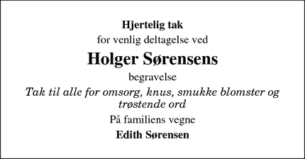 Taksigelsen for Holger Sørensens - Esbjerg