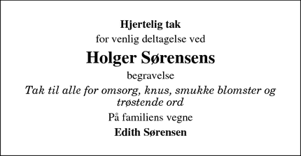 Taksigelsen for Holger Sørensens - Esbjerg