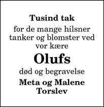 Taksigelsen for Olufs - Torslev - Brovst